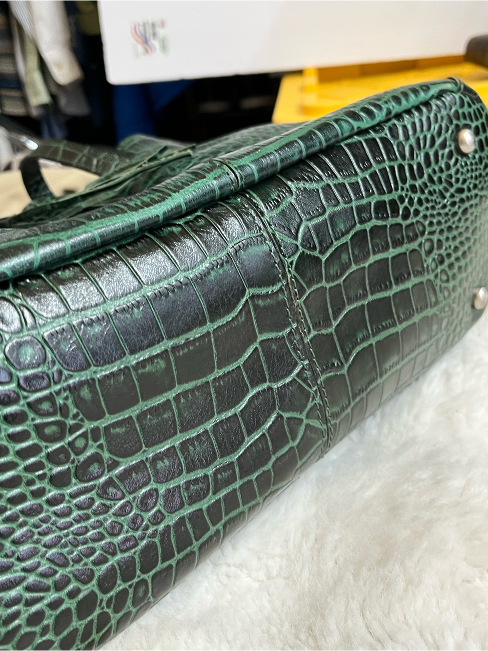 Patricia Nash Dark Green Croc-Embossed Tote with Tassel Charm - Picture 8 of 16